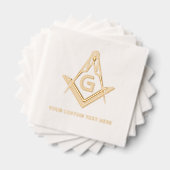 Personalized Masonic Square and Compass Real Gold 箔ナプキン (インサイチュ (積み重ね))