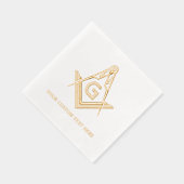 Personalized Masonic Square and Compass Real Gold 箔ナプキン (右)
