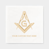 Personalized Masonic Square and Compass Real Gold 箔ナプキン (正面)