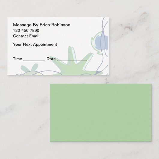 Personalized Massage Custom Appointment Cards 名刺 (正面/裏面)