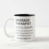 Personalized Massage Therapist Funny Definition ツートーンマグカップ (左)