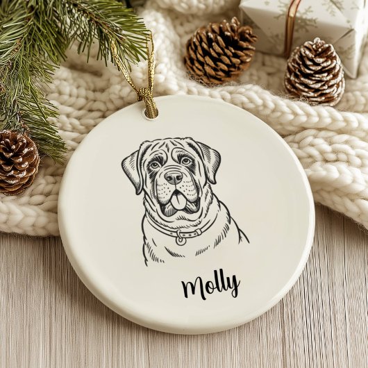 Personalized Mastiff Dog Christmas セラミックオーナメント