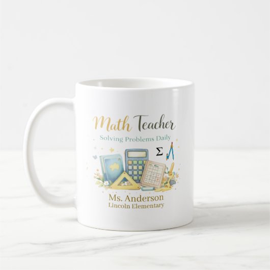 Personalized Math Teacher Gift コーヒーマグカップ (左)