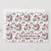Personalized Mauve Floral Botanical Note Card ノートカード (正面)