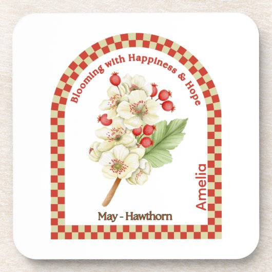Personalized May Birth Month Flower Coaster コースター (正面)