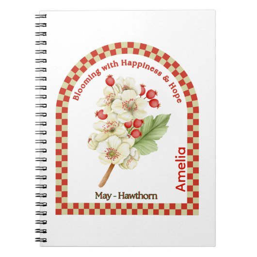 Personalized May Birth Month Flower Notebook ノートブック (正面)
