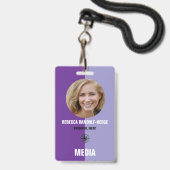 Personalized Media ID Badge / Photo, Name & Title バッジ (正面（ネックストラップ付）)