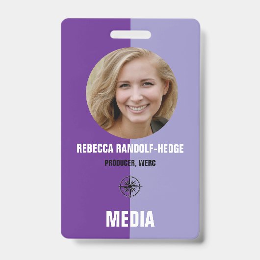 Personalized Media ID Badge / Photo, Name & Title バッジ (正面)