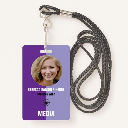 Personalized Media ID Badge / Photo, Name & Title バッジ (正面ランヤード)