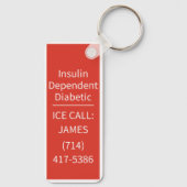 Personalized Medical Alert Diabeties ICE Emergency キーホルダー (裏面)