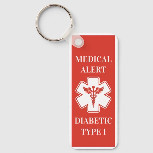 Personalized Medical Alert Diabeties ICE Emergency キーホルダー (正面)