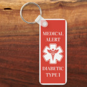 Personalized Medical Alert Diabeties ICE Emergency キーホルダー (正面)