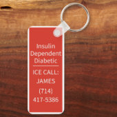 Personalized Medical Alert Diabeties ICE Emergency キーホルダー (裏面)