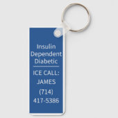 Personalized Medical Alert Diabeties ICE Emergency キーホルダー (裏面)