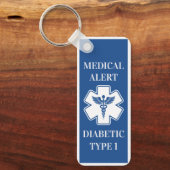 Personalized Medical Alert Diabeties ICE Emergency キーホルダー (正面)