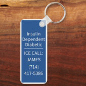 Personalized Medical Alert Diabeties ICE Emergency キーホルダー (裏面)