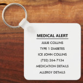 Personalized Medical Alert Medical Information ID キーホルダー (正面)
