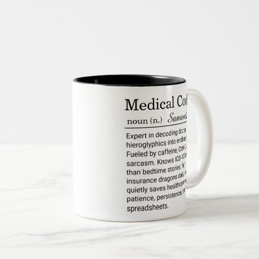 Personalized Medical Coder Funny Definition  ツートーンマグカップ (正面右)