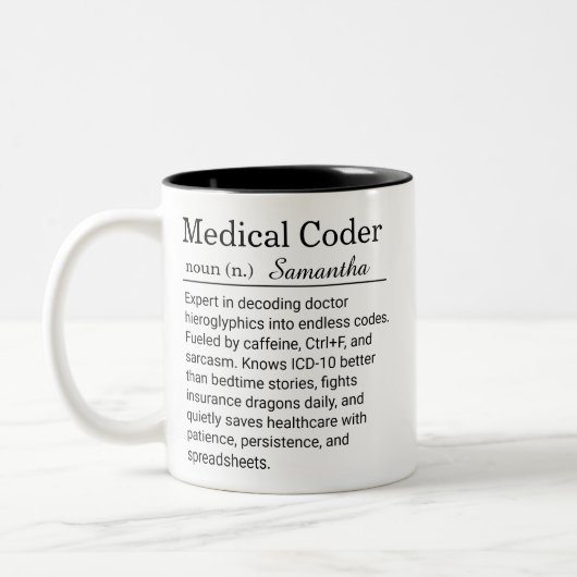 Personalized Medical Coder Funny Definition  ツートーンマグカップ (左)