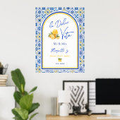 Personalized Mediterranean Tile Newlywed Home ポスター (ホームオフィス)
