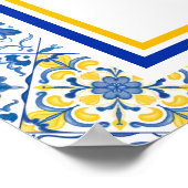 Personalized Mediterranean Tile Newlywed Home ポスター (角)