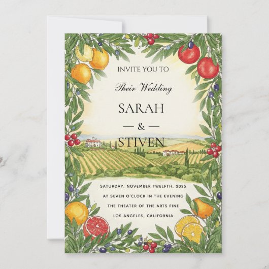 Personalized Mediterranean Wedding Invitation 招待状 (正面)