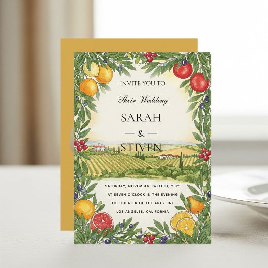 Personalized Mediterranean Wedding Invitation 招待状