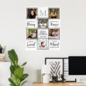 Personalized Memorial 6 Photo Collage Funeral ポスター (ホームオフィス)