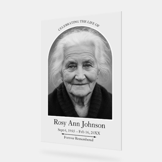 Personalized Memorial Funeral Photo  アクリルサイン (傾斜)