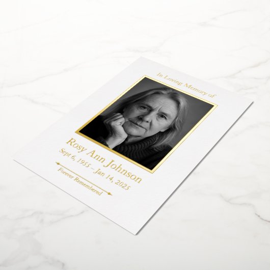 Personalized Memorial Funeral Photo Prayer Card 箔シーズンカード (回転した状態)