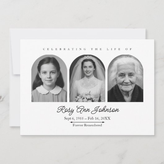 Personalized Memorial Invitation with 3 Photos 招待状 (正面)