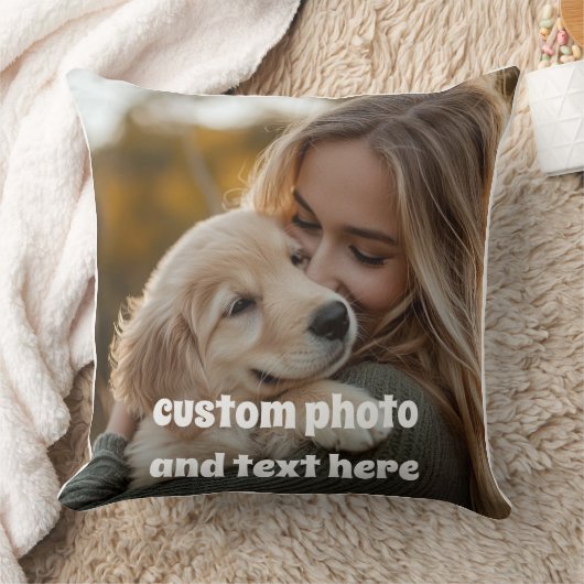 "Personalized Memorial Pillow Girl Hugging Dog" クッション (ブランケット)