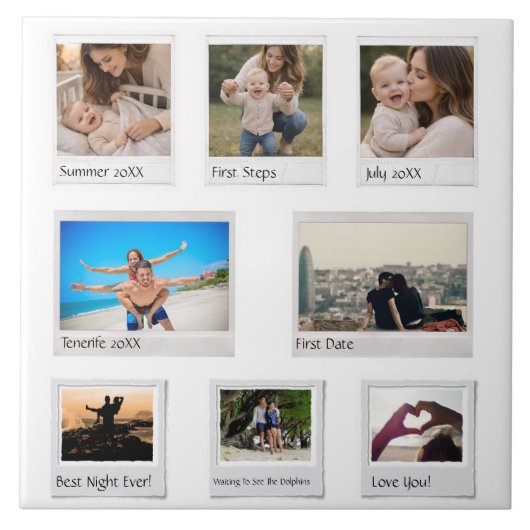 Personalized Memories Photo Collage with 8 Photos タイル (正面)