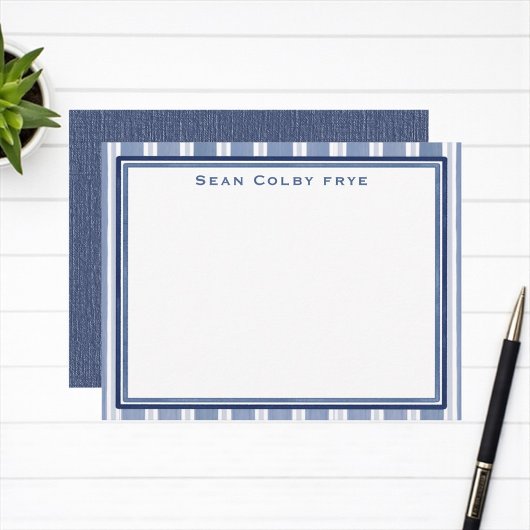 Personalized Men’s Blue Custom Stationery ノートカード