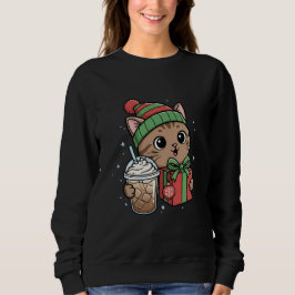Personalized Meowy Christmas Cat Iced Coffee Sweat スウェットシャツ