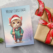 Personalized Meowy Christmas Funny Cat シーズンカード