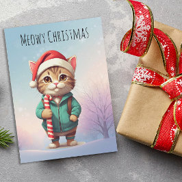 Personalized Meowy Christmas Funny Cat シーズンカード
