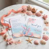 Personalized Mermaid Bridal Shower サンキューカード