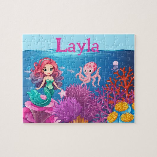 Personalized Mermaid Child Name Puzzle  ジグソーパズル (横)
