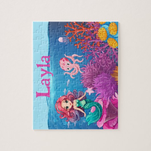 Personalized Mermaid Child Name Puzzle  ジグソーパズル (縦)