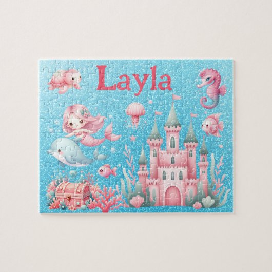 Personalized Mermaid Child Name Puzzle  ジグソーパズル (横)