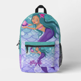 Personalized Mermaid Cyan プリントバックパック