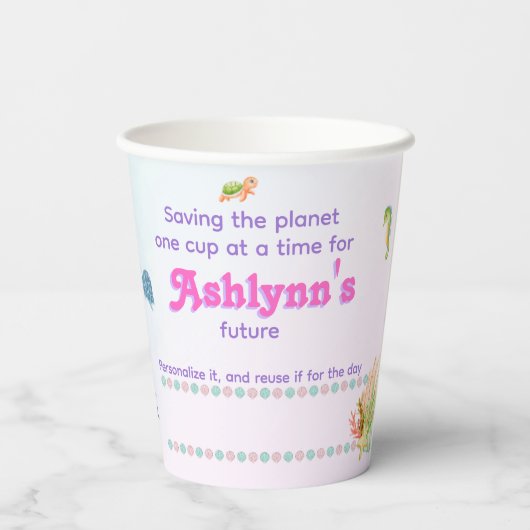 Personalized Mermaid Eco Friendly Under the Sea 紙コップ (裏面)