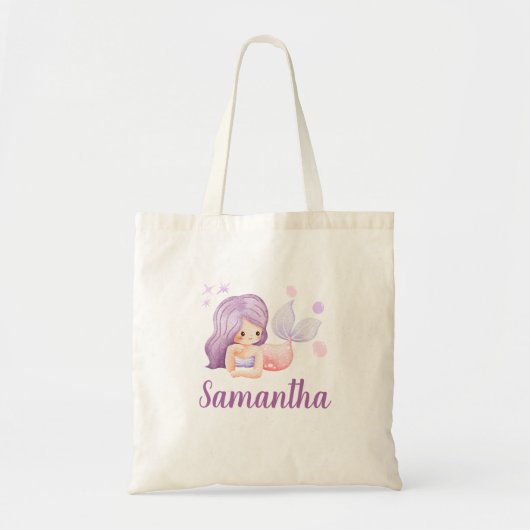 Personalized Mermaid Princess Cute Tote Bag トートバッグ (正面)