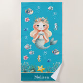 Personalized Mermaid Under the sea for Girl ビーチタオル (正面)