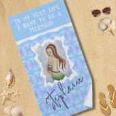 Personalized Mermaid Watercolor Boho  ビーチタオル