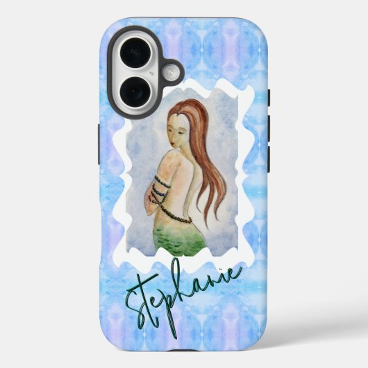 Personalized Mermaid Watercolor Original Art Case-Mate iPhoneケース (裏面)