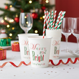 Personalized Merry and Bright Christmas Paper Cups 紙コップ