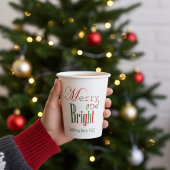 Personalized Merry and Bright Christmas Paper Cups 紙コップ