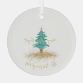 Personalized "Merry and Bright" Watercolor Tree ガラスオーナメント (裏面)